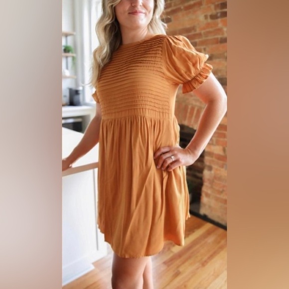 NWT Mustard Dress with Pockets, Size Large - Picture 3 of 13